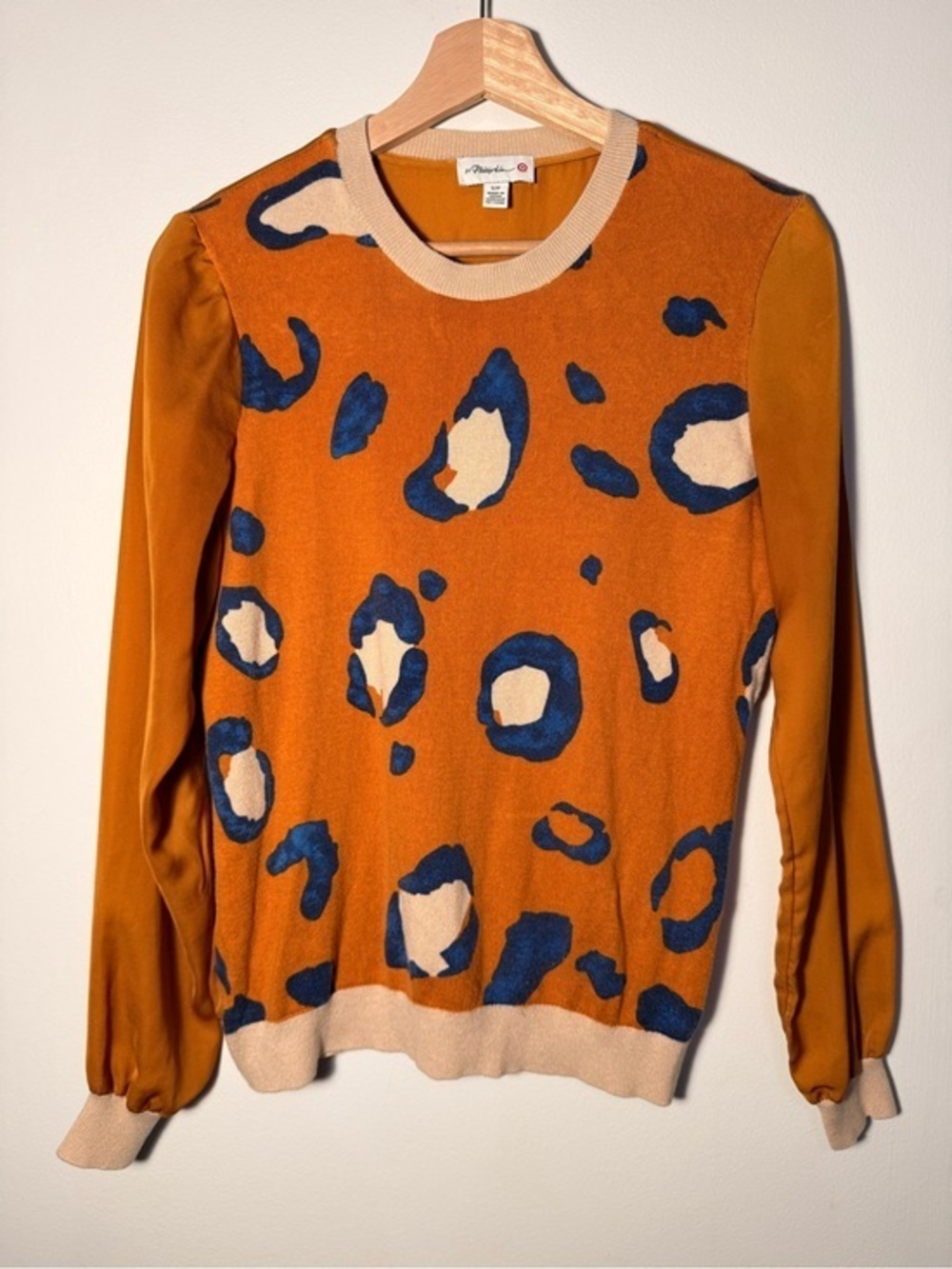 3.1 Phillip Lim for Target Rust Orange Blue Cream Animal Print Crewneck Sweater